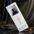 Fragrance bottle with packaging displaying 'FragTrends' on a white background